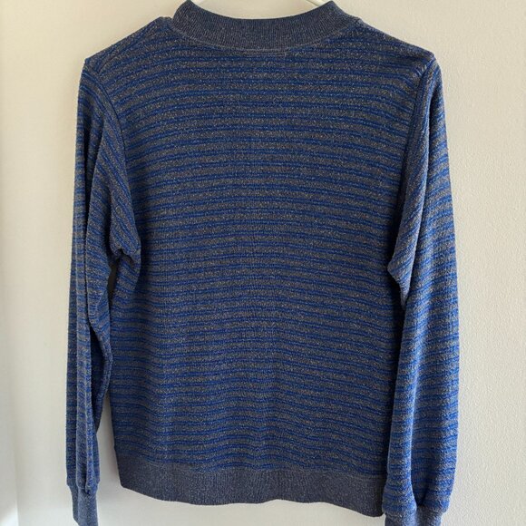 Vintage Blue and Gray Crewneck Striped Sweater - Picture 4 of 4